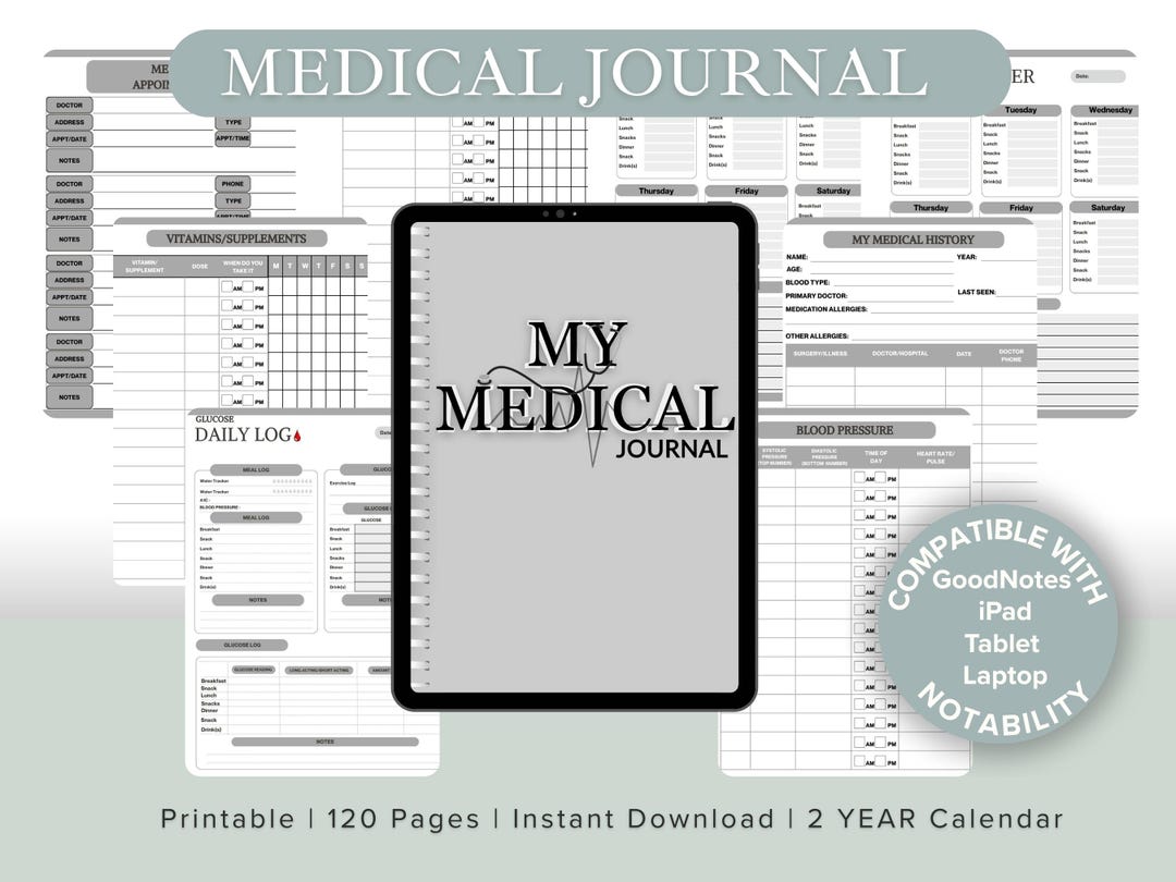 Health Journal.pdf Medical Journal Printable | 120-page Health Tracker PDF | Glucose ...