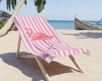 Hot Pink Flamingo Beach Towel, Coquette Pink Lover, Beach Lover Gift, Beachy Glitter like towel, Girly,Daughter Birthday Gift,Flamingo Lover