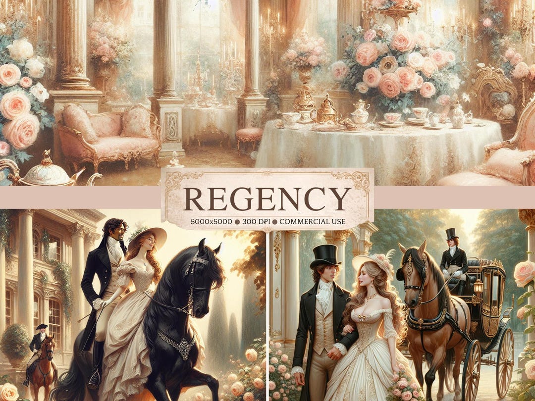 Regency Scene Clipart Bundle | Regency Scenes | Historical Manor Parlor ...