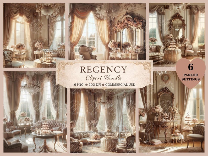Regency Scene Clipart Bundle | 12 Regency Scenes | Historical Manor ...