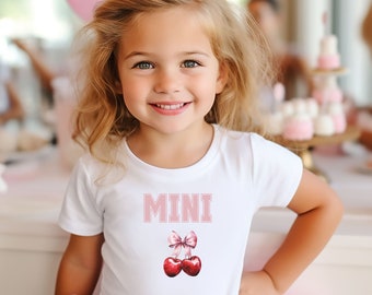 COQUETTE Personalized Cherrie and Bows Kids T-shirt, Custom Kids Coquette tee,Cherries Sweatshirt,Gift for child,Girl Era,Pink Bow,Kids Gift