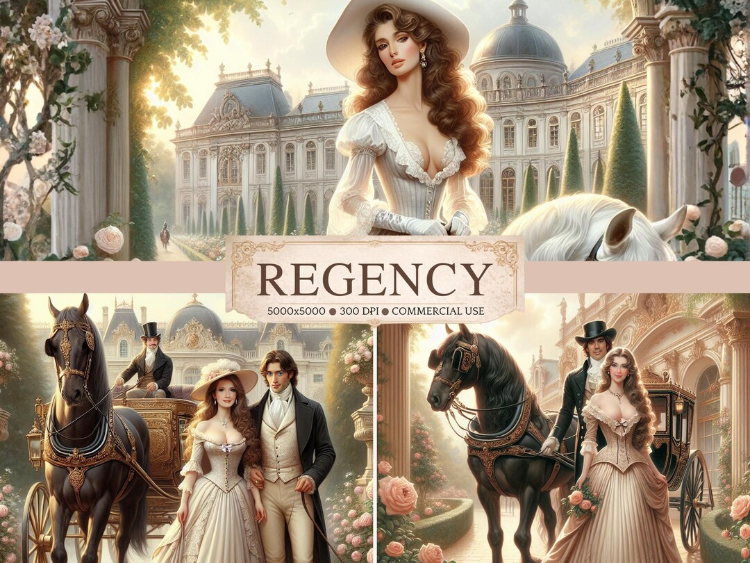 Regency Scene Clipart Bundle | Regency Scenes | Historical Manor Parlor ...