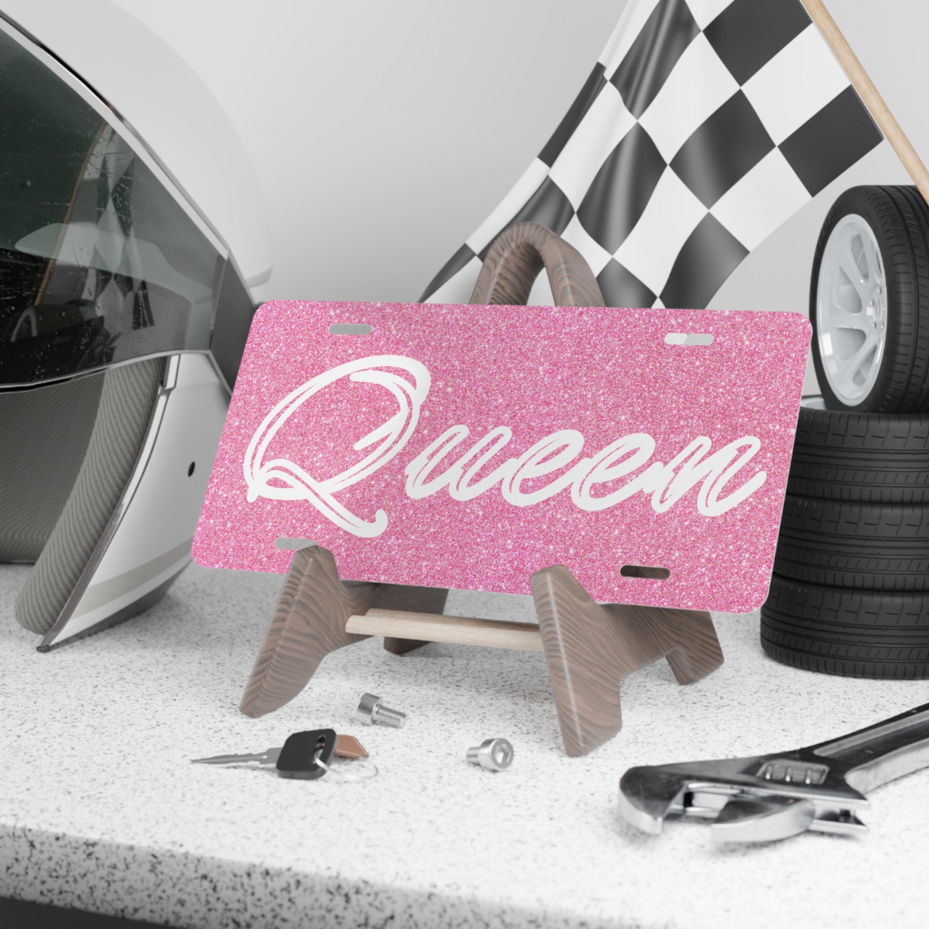 Queen Glitter Like License Plate PNG Sublimation Sassy License Plate Design Pink Car Tag Digital Download 12 x 6 Sized Diva License Plate