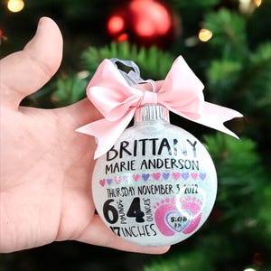 Customizable Baby’s First Christmas Ornament - Birth Announcement Keepsake - Christmas Gift
