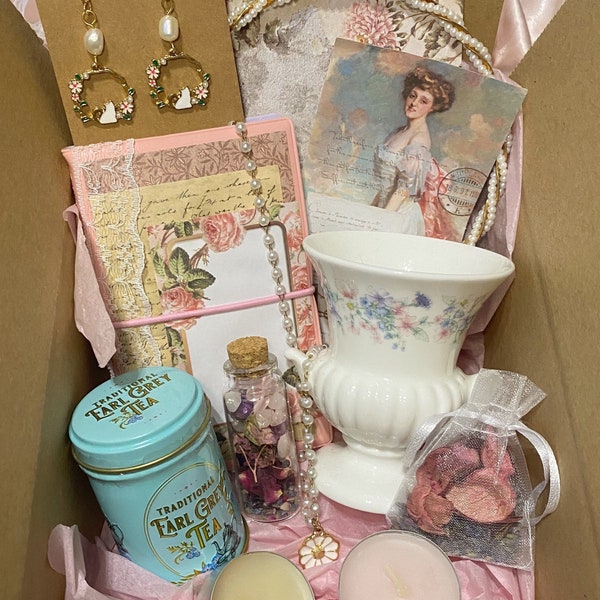 Coquette Cottagecore Mystery Box | Pink Coquette Decor | Cottagecore Jewelry | Vintage Regency Decor | Fairycore Necklace | Pastel Pink Gift