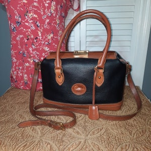 Dooney Bourke Doctor Bag Black and Tan Dooney and Bourke R03 All Weather Leather Bag Vintage Dooney Bourke Leather Satchel Dooney Handbag Etsy