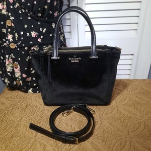 Kate Spade Black Velvet Crossbody Kate Spade Shoulder Bag Kate Spade Dawn Place Kona Bag Kate Spade Designer Bag