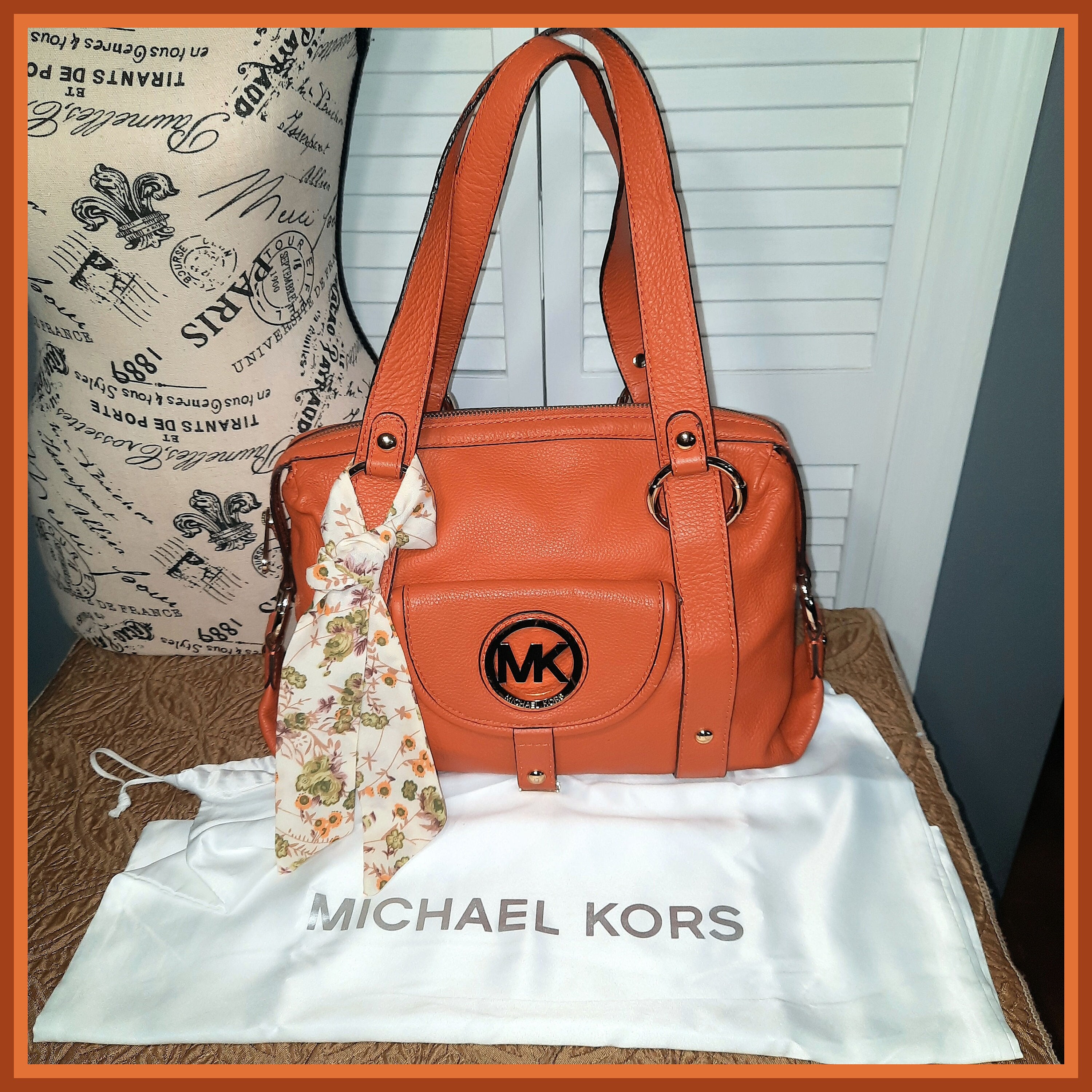 Buy the Michael by Michael Kors Orange Leather Crossbody Purse