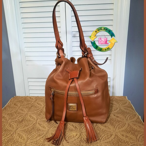 Dooney & Bourke Leather Drawstring Bag Dooney and Bourke Smooth Leather Drawstring Bucket Bag Dooney Bourke Bucket Bag