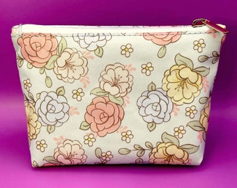 Bolsa à prova de odores com estampa floral - Bolsa pequena e discreta para guardar pequenos objetos com estampa de flores.