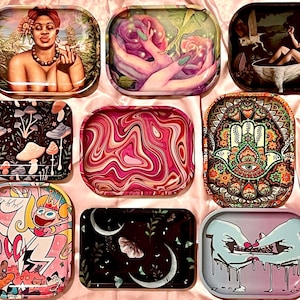 Mystery Rolling Trays - Metal Rolling Tray - Unique Design Tray - Small Rolling Tray - Cute Girly Tray Mushroom Flower Aesthetic Beautiful