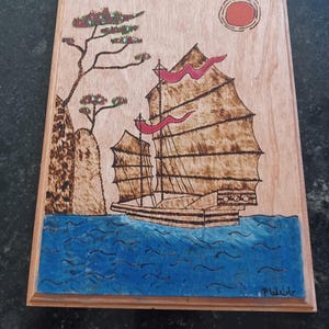Woodburned Chinese Junk