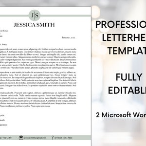 Plantilla de membrete profesional con iniciales / Membrete comercial / Papelería editable / Microsoft Word