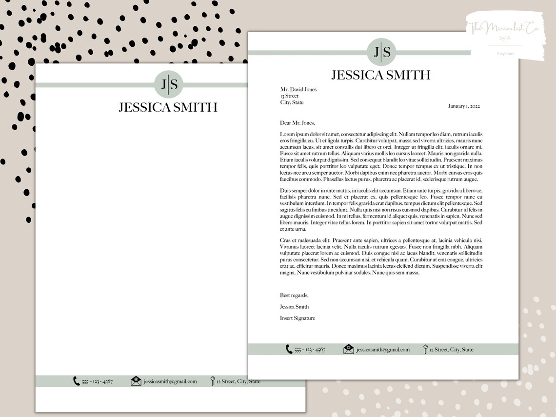 Initials Professional Letterhead Template Business - Etsy