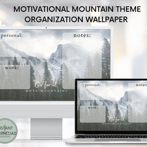 Instant Download Macbook Desktop Wallpaper Mountains Aesthetic | Motivational Forest Background
