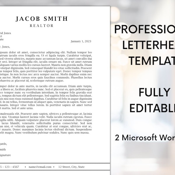 Basic Minimalistic Professional Letterhead Template | Business Letterhead | Editable Stationery | Microsoft Word