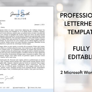 Plantilla de membrete profesional en cursiva / Membrete comercial / Papelería editable / Microsoft Word