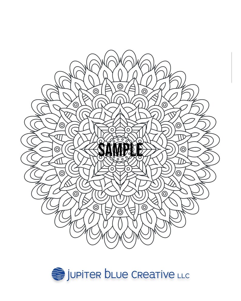 Printable Mandala Coloring Book with 20 Designs for Stress Relief and Mindfulness image 6