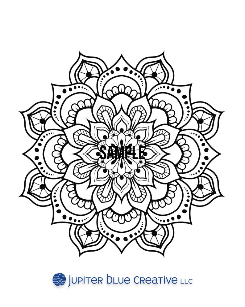 Printable Mandala Coloring Book with 20 Designs for Stress Relief and Mindfulness image 5
