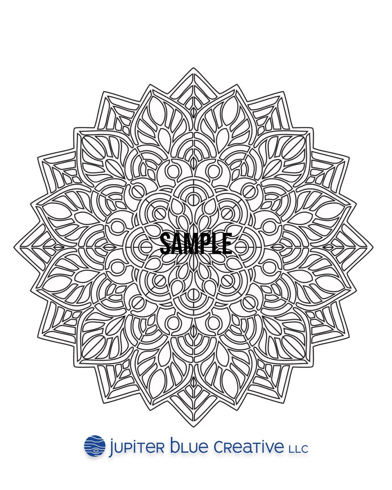 Printable Mandala Coloring Book with 20 Designs for Stress Relief and Mindfulness image 3