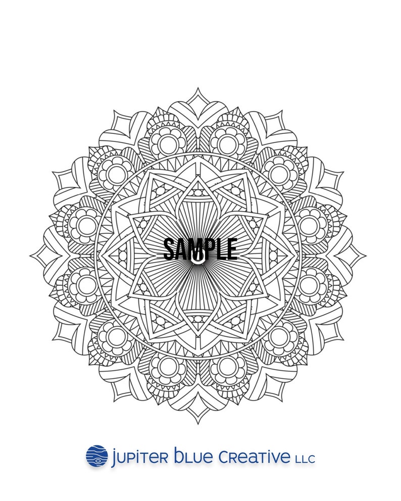 Printable Mandala Coloring Book with 20 Designs for Stress Relief and Mindfulness image 4