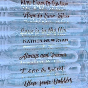 100 Personalized Wedding Bubble Tube Labels, Wedding Party Favors, Gift labels, custom wedding bubble wand labels, gold foil, rose gold
