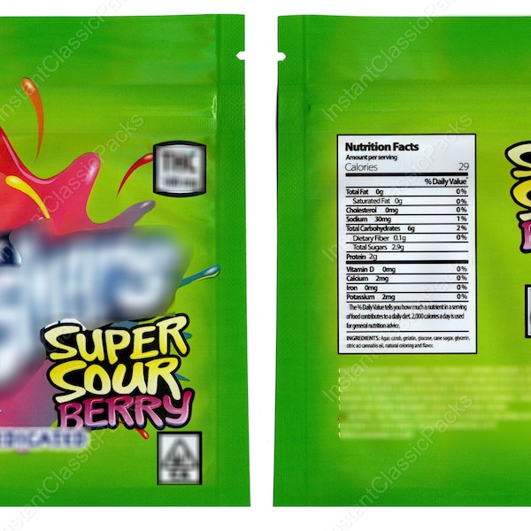 Designer Gush Super Sour Berry 3.5 Candy Storage Empty Bags