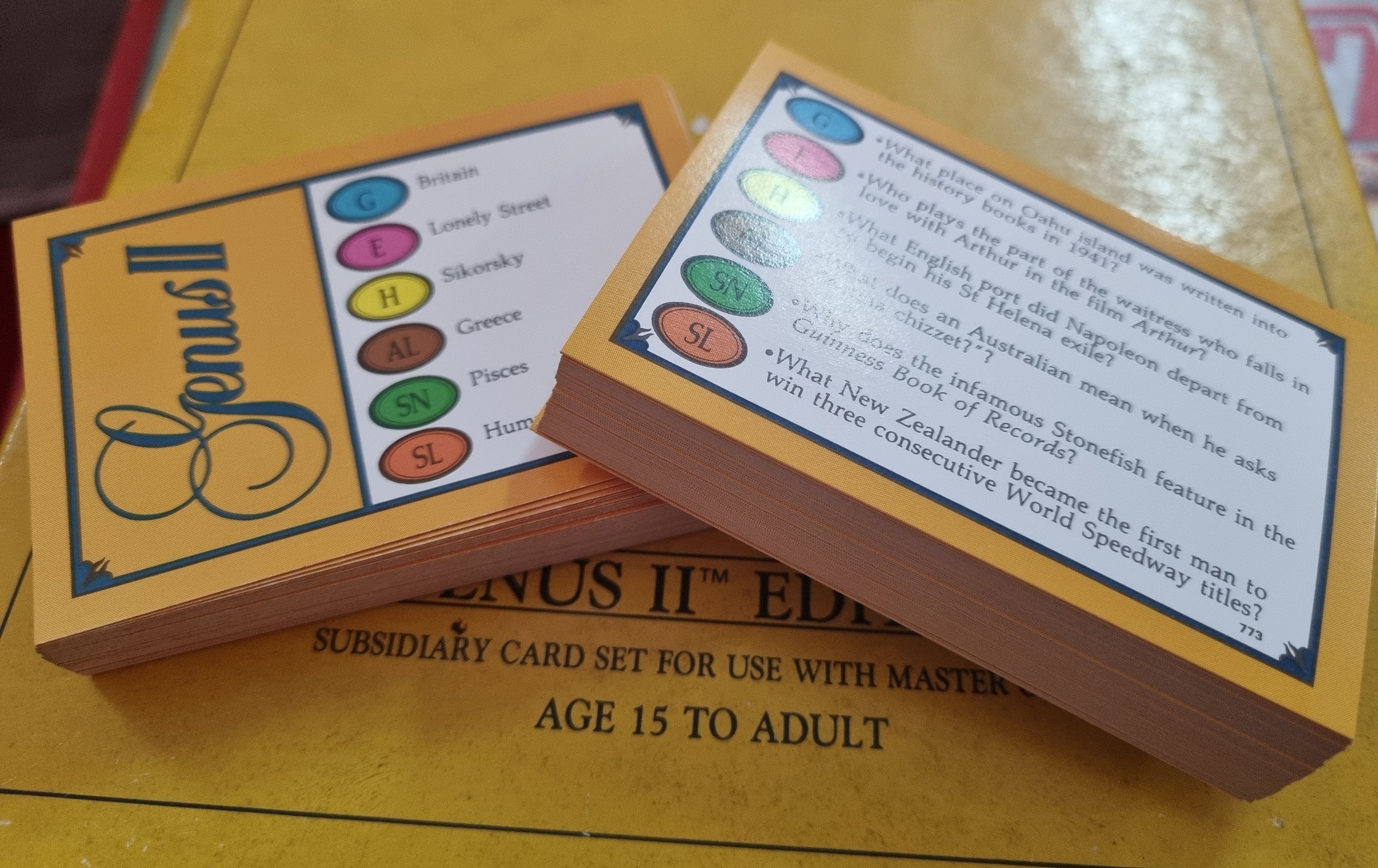 Vintage TRIVIAL PURSUIT Set Of 50 Extra Cards From Genus II Edition 300 vintage-trivial-pursuit-set-of-50-extra-cards-from-genus-ii-edition-300