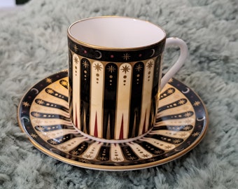Royal Worcester Antique 1920's Black and Gold Coffee Cup and