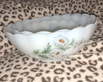 Beurrier Vintage Arcopal – Motif Marguerites – Blanc – Verre – Occasion