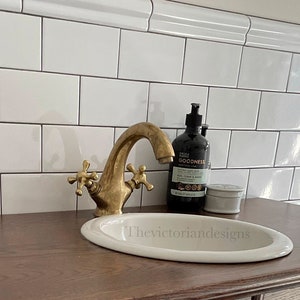 Unlacquered Brass Bathroom Faucet, Single Hole Design,double handle faucet, Vintage Style