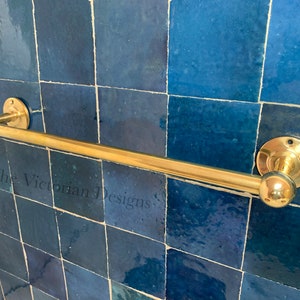 Unlacquered solid Brass Towel Rail , Handmade Towel Bar , brass towel holder , brass towel , bathroom brass towel holder