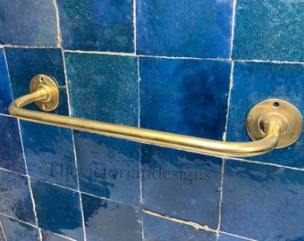Unlacquered solid Brass Towel Rail , Handmade Towel Bar , brass towel holder , bathroom brass towel holder , brass towel