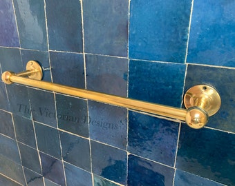 Unlacquered solid Brass Towel Rail , Handmade Towel Bar , brass towel holder , brass towel , bathroom brass towel holder