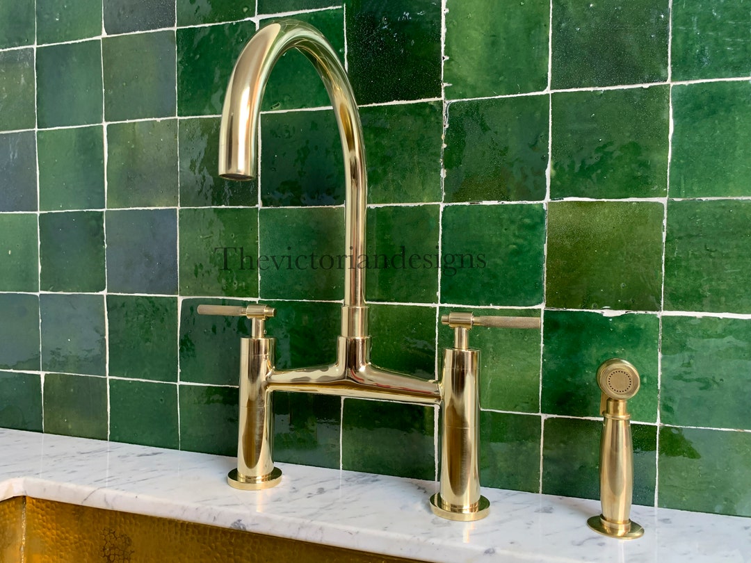 Unlacquered Solid Brass Kitchen Faucet , Brass Kitchen Faucet , Kitchen