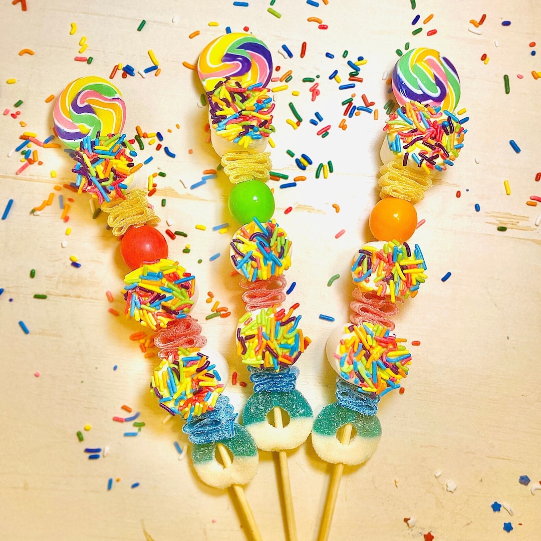 Rainbow Candy Kabob, Candy Kabobs, Birthday Party Favors for Kids
