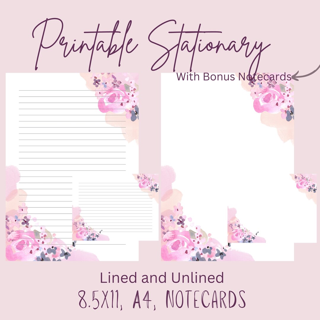 Printable Floral Design,instant Download Stationery Printable in A4, 8