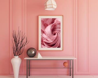 Conjunto de estampados florales abstractos de peonías rosas, obra de arte moderna en tonos pastel (descarga digital)
