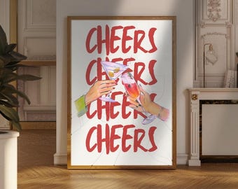 Impresión de "Salud" / Decoración de pared para carrito de bar / Arte imprimible / Descarga digital