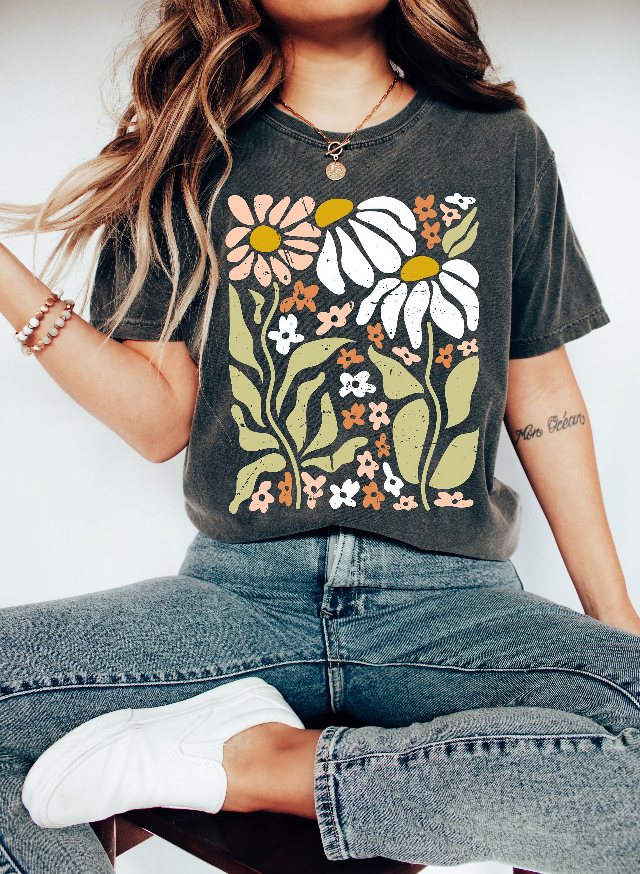 Discover Comfort Colors Flowers T-Shirt, Boho Wildflowers Floral Nature Shirt