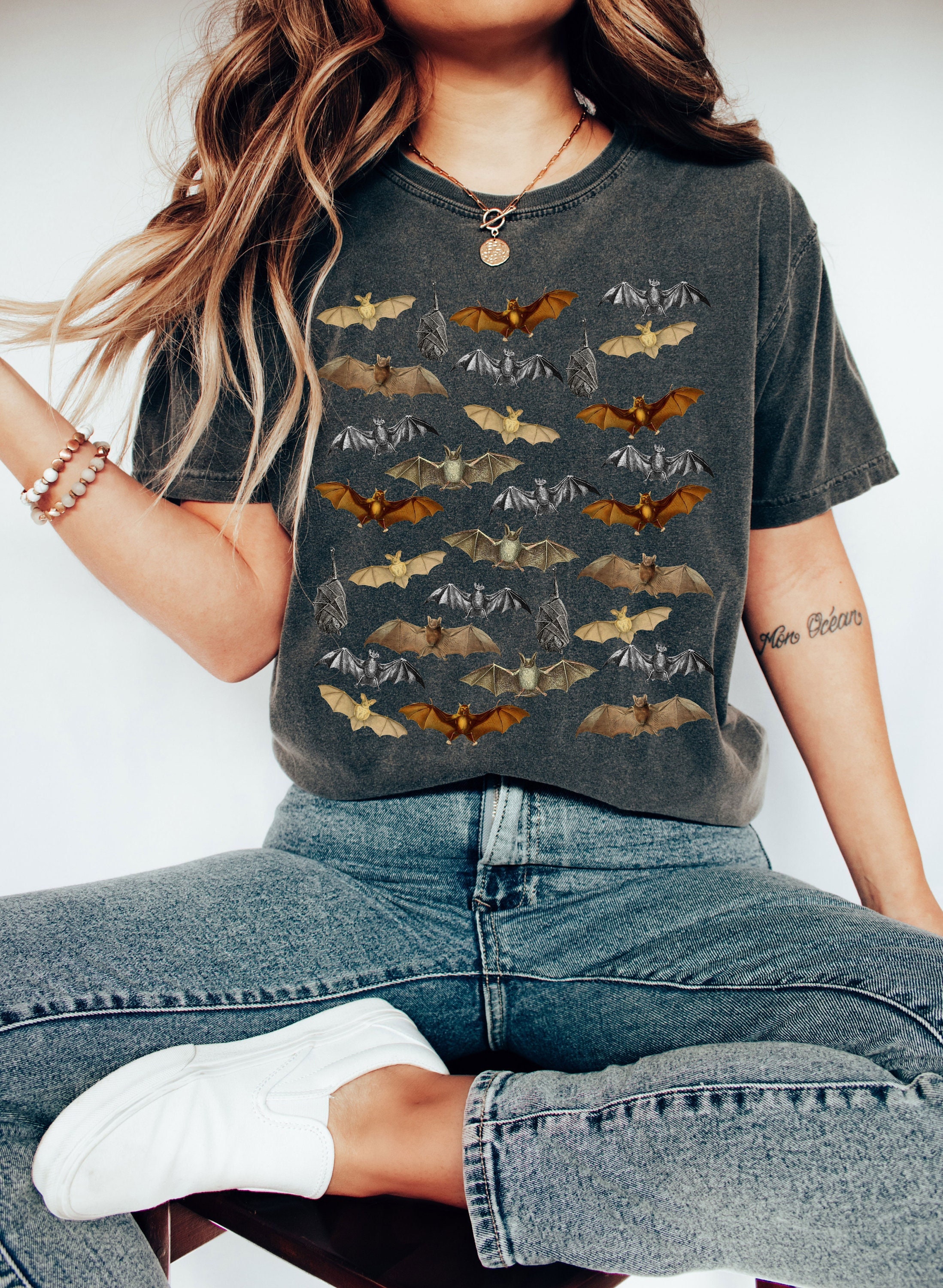 Discover Comfort Colors Bats Shirt, Vintage Halloween Bats Collage Shirt