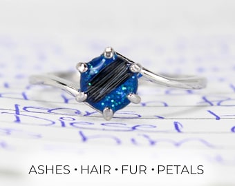 Anillo de cremación, Anillo de cenizas, Anillo de cenizas de mascota, Joyería de cenizas de cremación, Recuerdo de mechón de cabello, Recuérdame, Memorial de mascota (RESTOS NO HUMANOS)