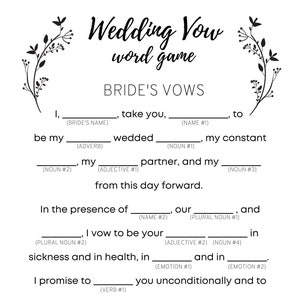 Wedding Vows Word Game - Floral - Hers & Hers Version