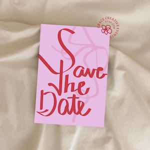 Custom Illustrated Save The Date - Digital Template | Hand-drawn Wedding Invite | Aesthetic Printable Invitation | Customizable Canva Design