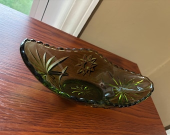 vintage Anchor Hocking “Star of David” Early American Prescut green glass