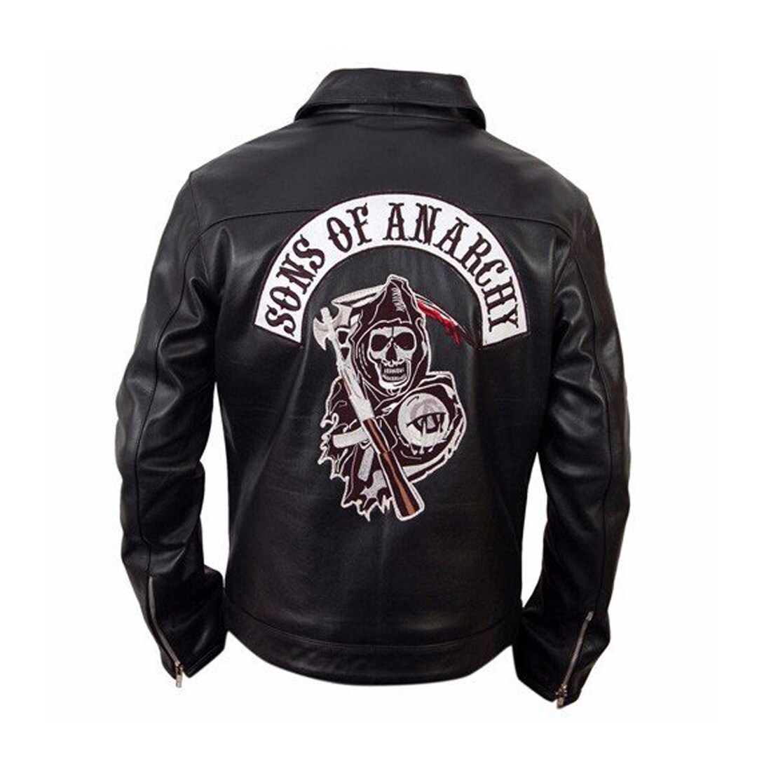 Sons Of Anarchy Veste en cuir véritable noir pour homme Veste en cuir de motard pour moto SOA TV