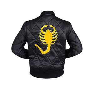 Ryan Gosling Drive Scorpion Black Satin Lightweight Casual Bomber Varsity Sports Biker Drive Jacket