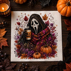 Ghostface Fall Coffee PNG, Spooky Pumpkin Latte Shirt Design (Digital Download)