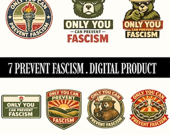 Only You Can Prevent Fascism Bear PNG, National Park Style (Digital Download)