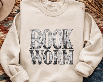 Boekenwurm PNG, vintage typografie, ontwerp voor een shirt voor boekenliefhebbers (digitale download)